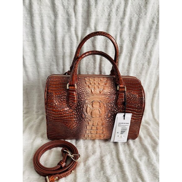 NWT BRAHMIN Ombre Mini Melbourne Collection Stacy Whiskey Top Zip Satchel Bag - Picture 4 of 7